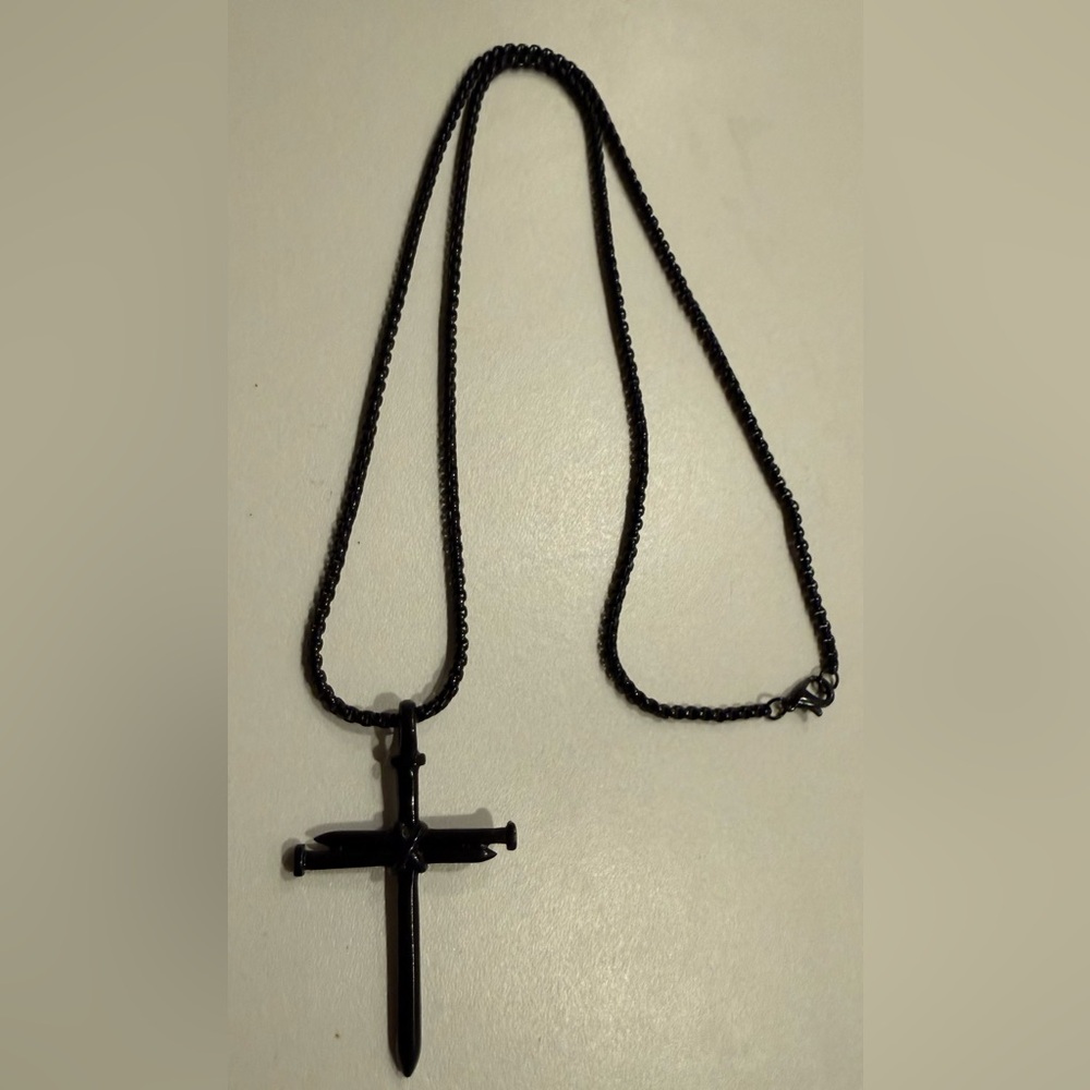 Black Cross Pendant Necklace